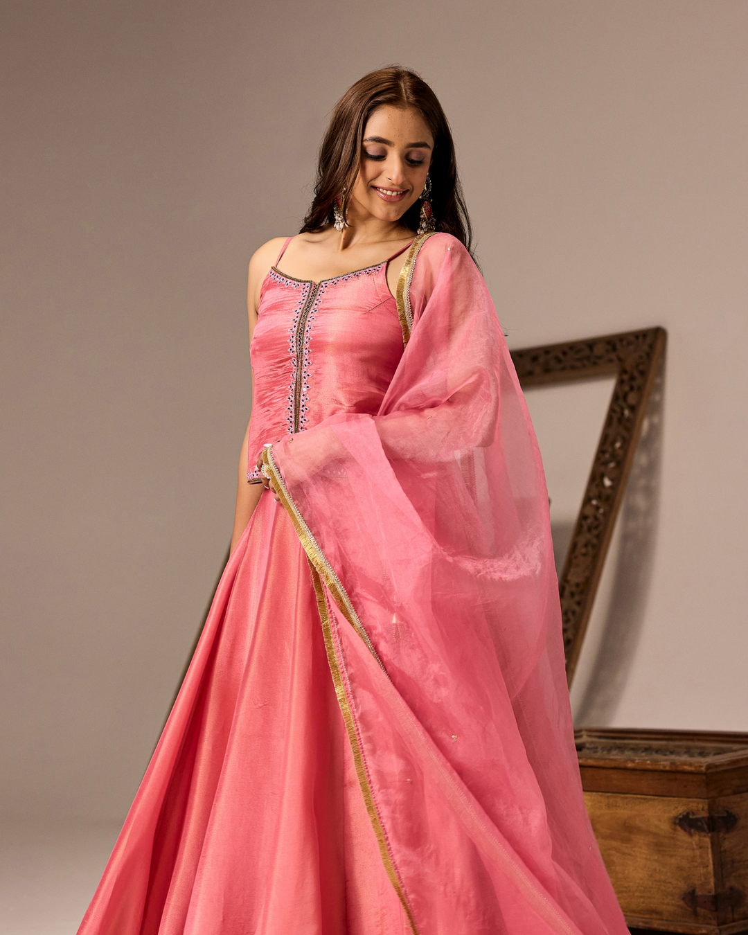 Powder Pink Tissue Lehenga