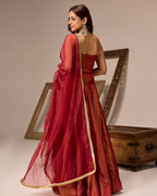 Red Tissue Lehenga
