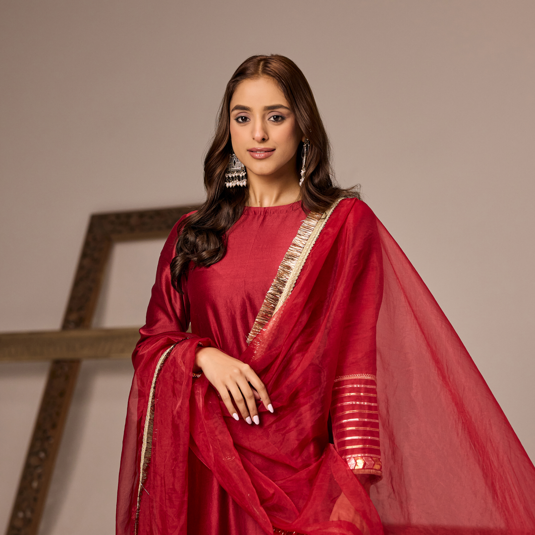 Red Rani A-line Suit Set