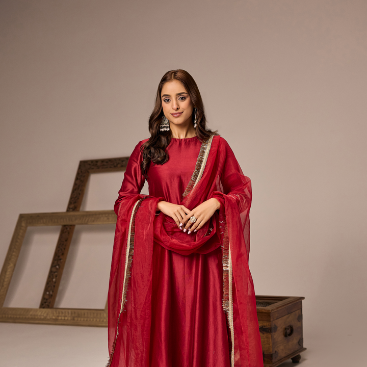 Red Rani A-line Suit Set