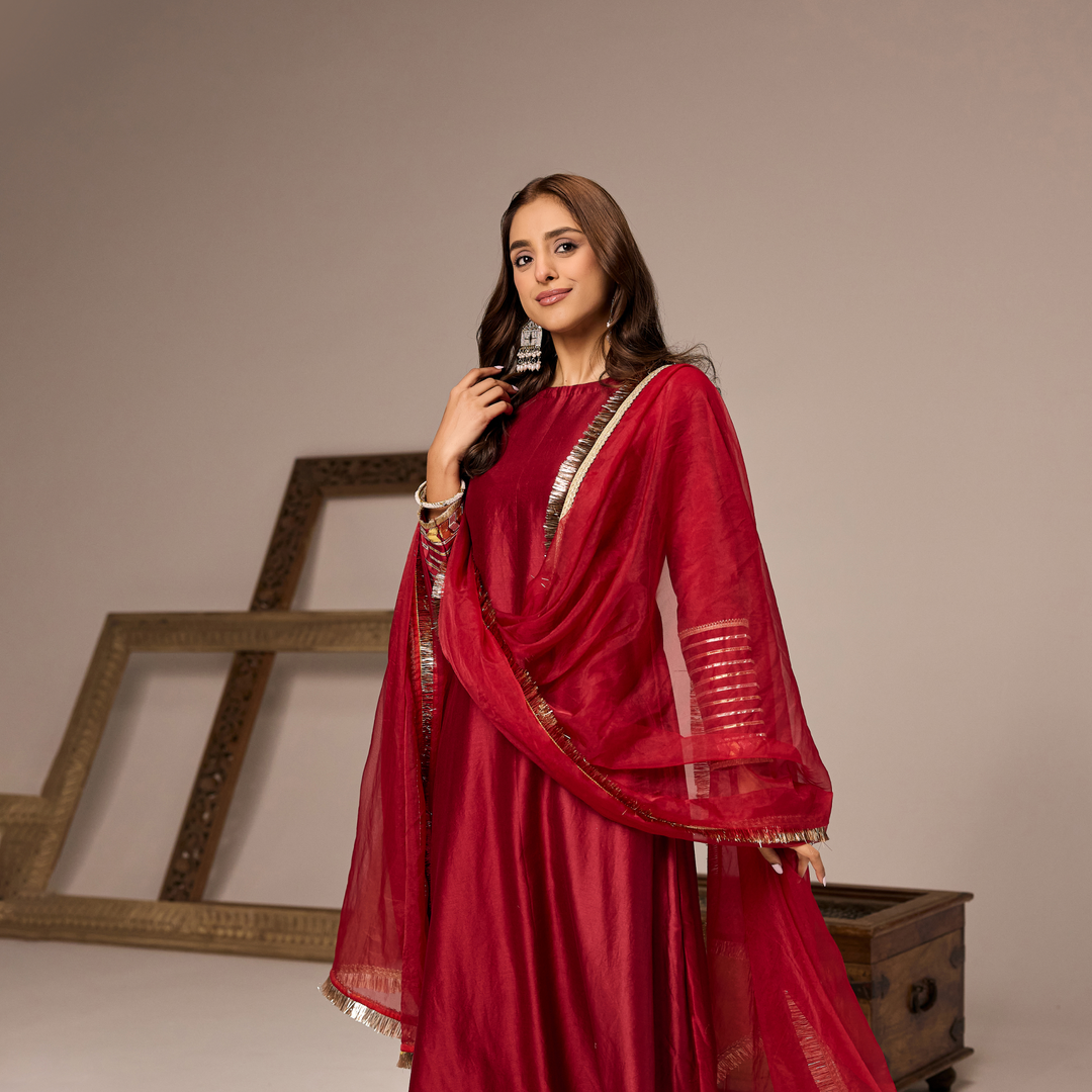 Red Rani A-line Suit Set