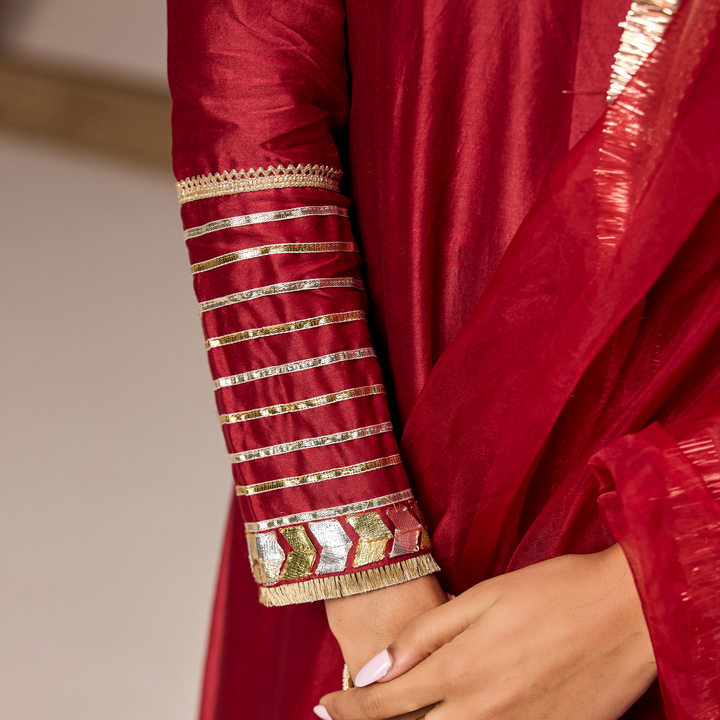 Red Rani A-line Suit Set