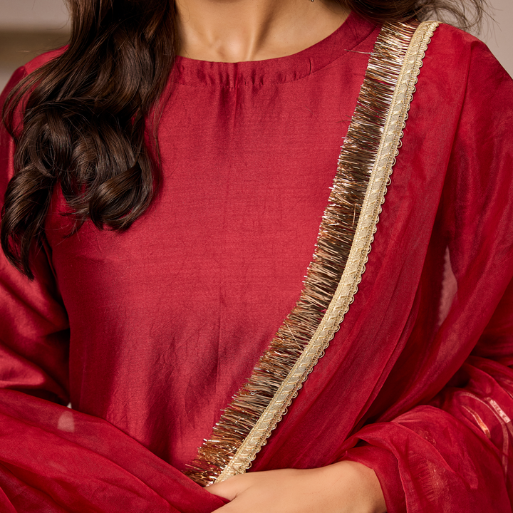 Red Rani A-line Suit Set