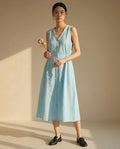 Breeze Blue Midi Linen Dress