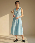Breeze Blue Midi Linen Dress