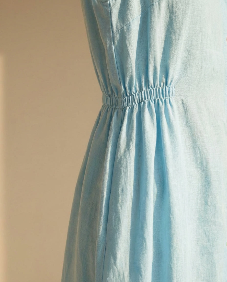 Breeze Blue Midi Linen Dress