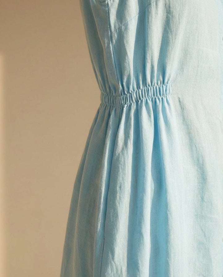 Breeze Blue Midi Linen Dress