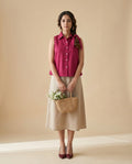 Maroon Sleeveless Linen Shirt