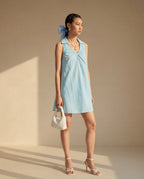 Gather & Go Sky Linen Dress