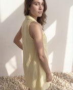 Gather & Go Yellow Linen Dress