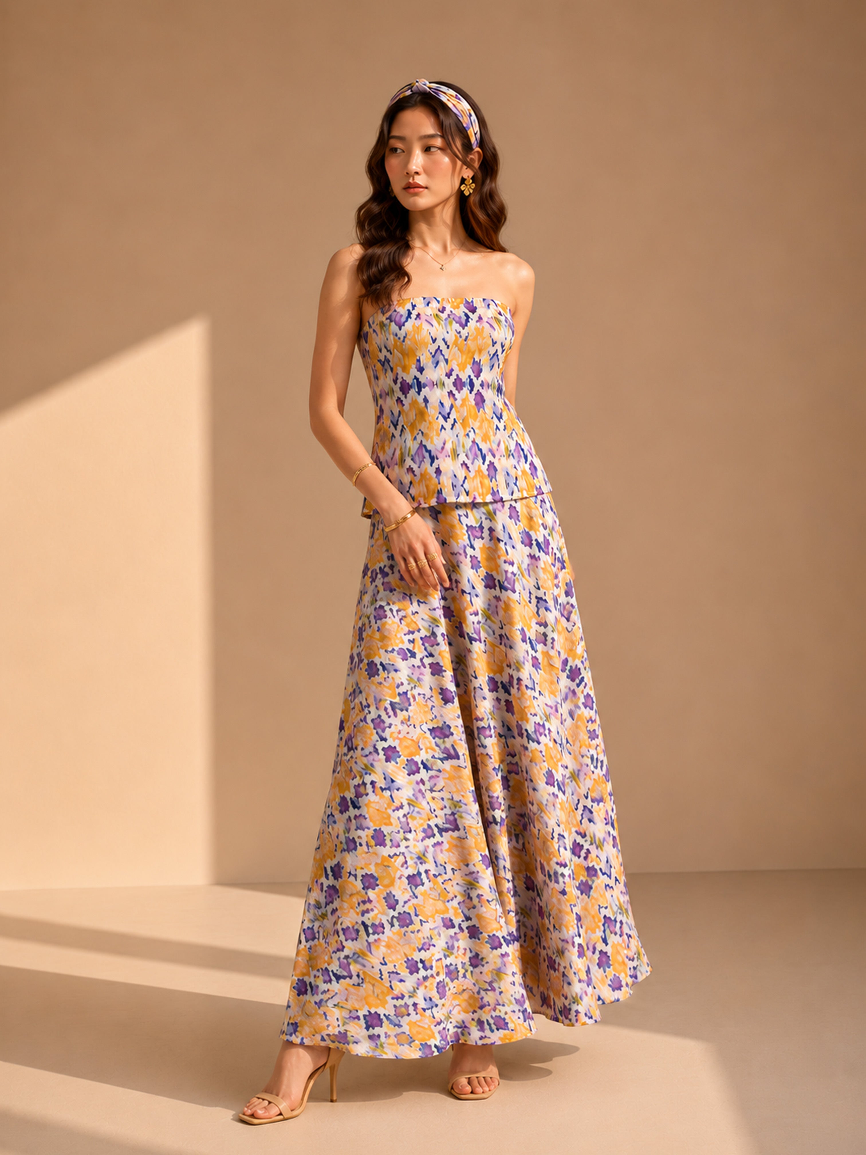 LAVENDER BLOOM STRAPLESS CO-ORD SET
