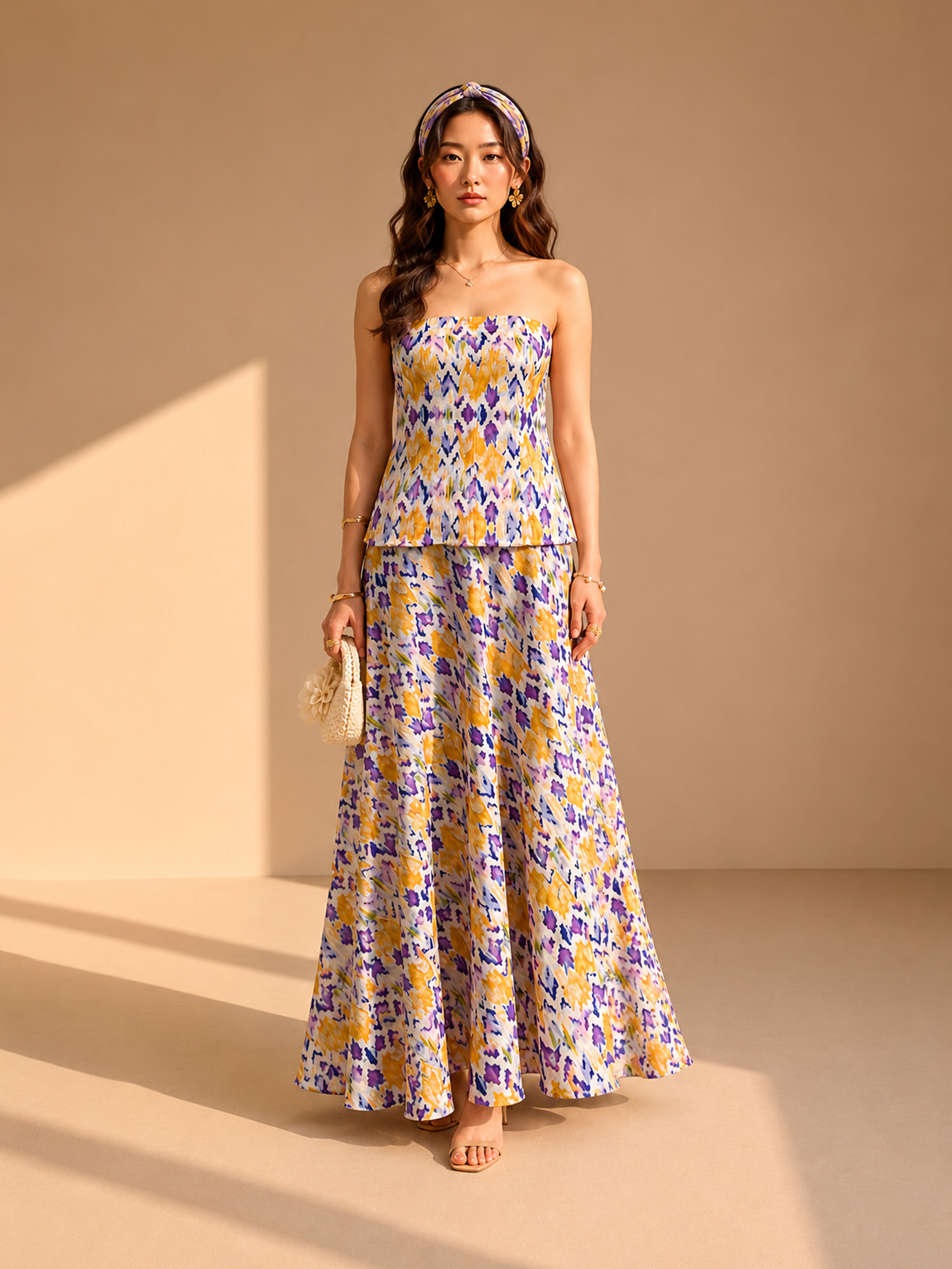 LAVENDER BLOOM STRAPLESS CO-ORD SET