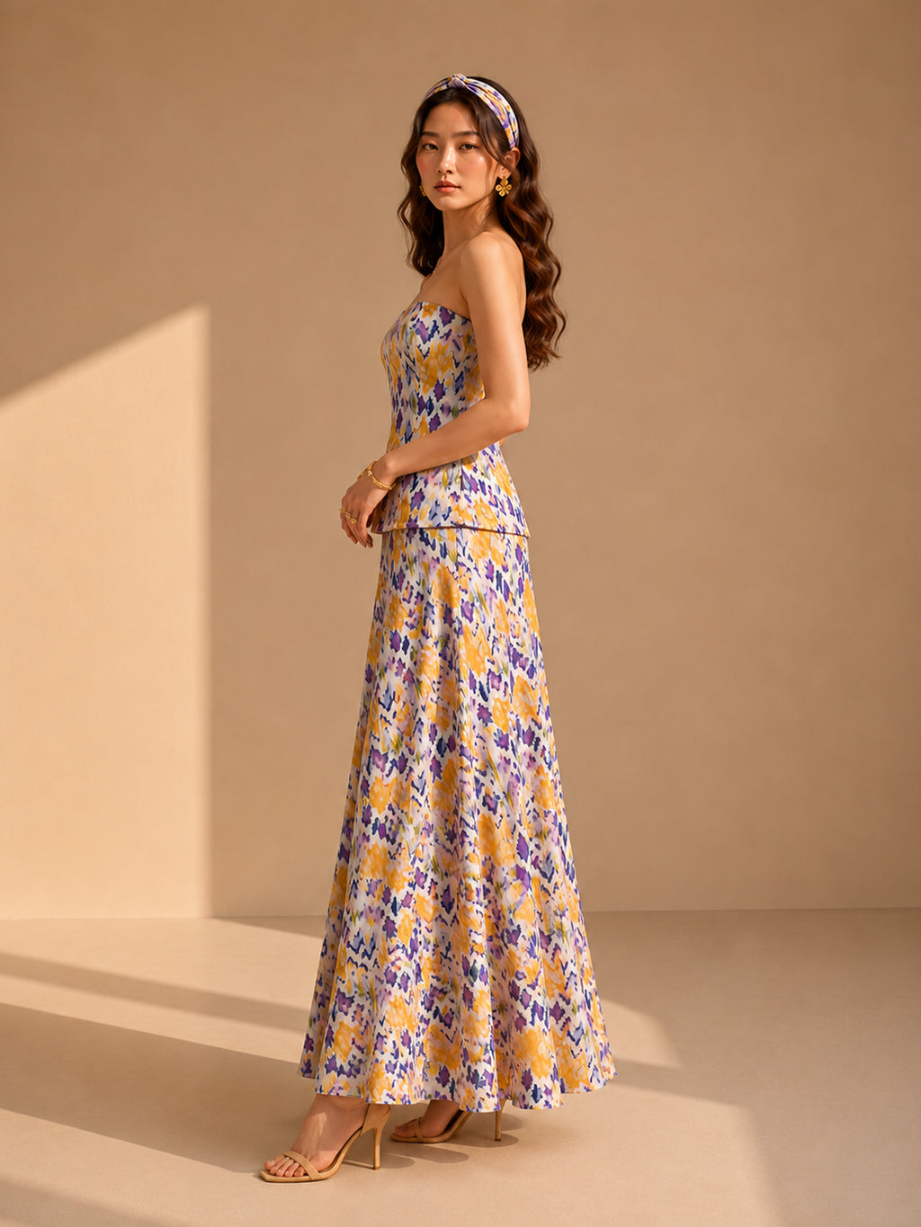 LAVENDER BLOOM STRAPLESS CO-ORD SET