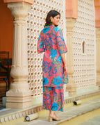Pink Tropical Kurta Set