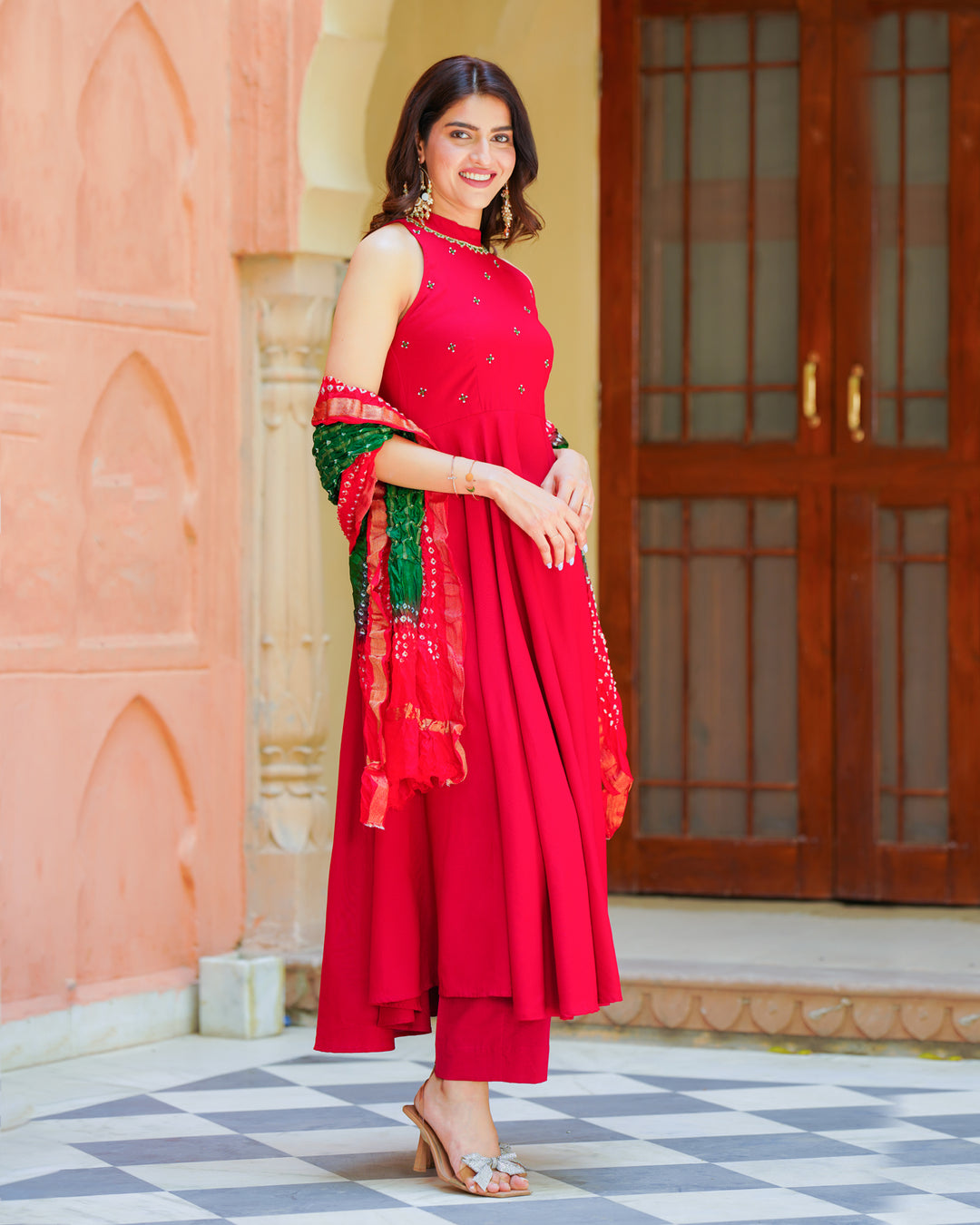 Red Embroidered Suit Set