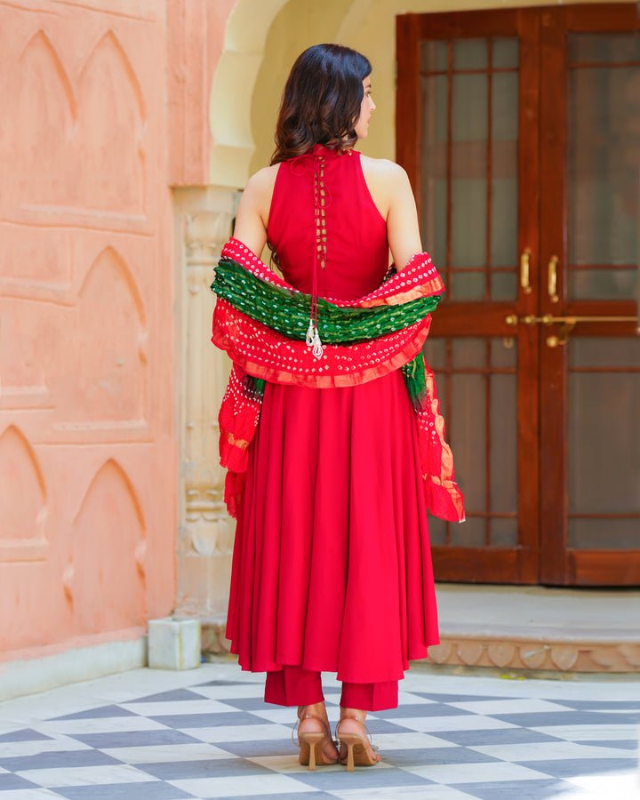 Red Embroidered Suit Set