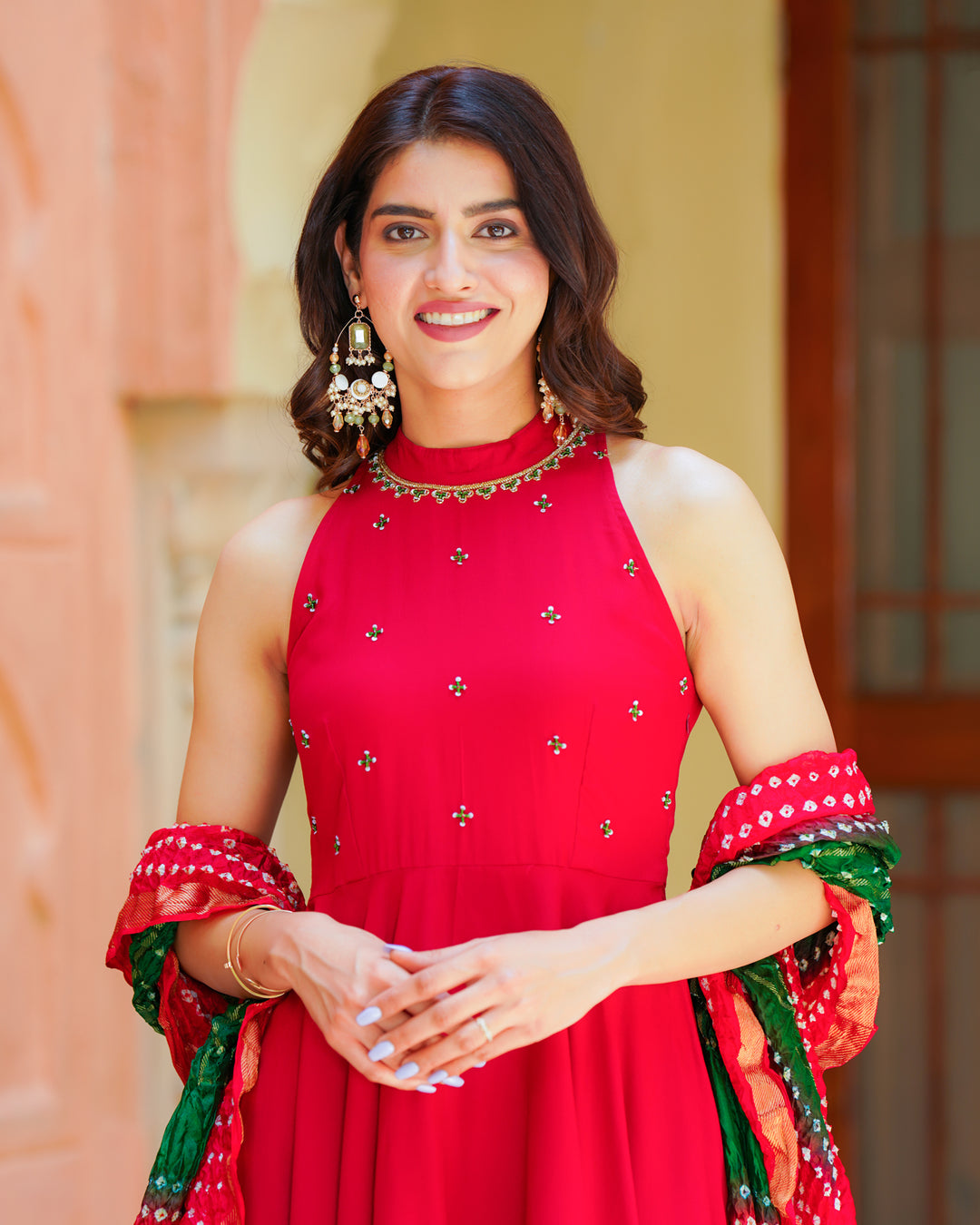 Red Embroidered Suit Set