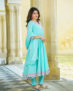 Blue Embroidered Suit Set