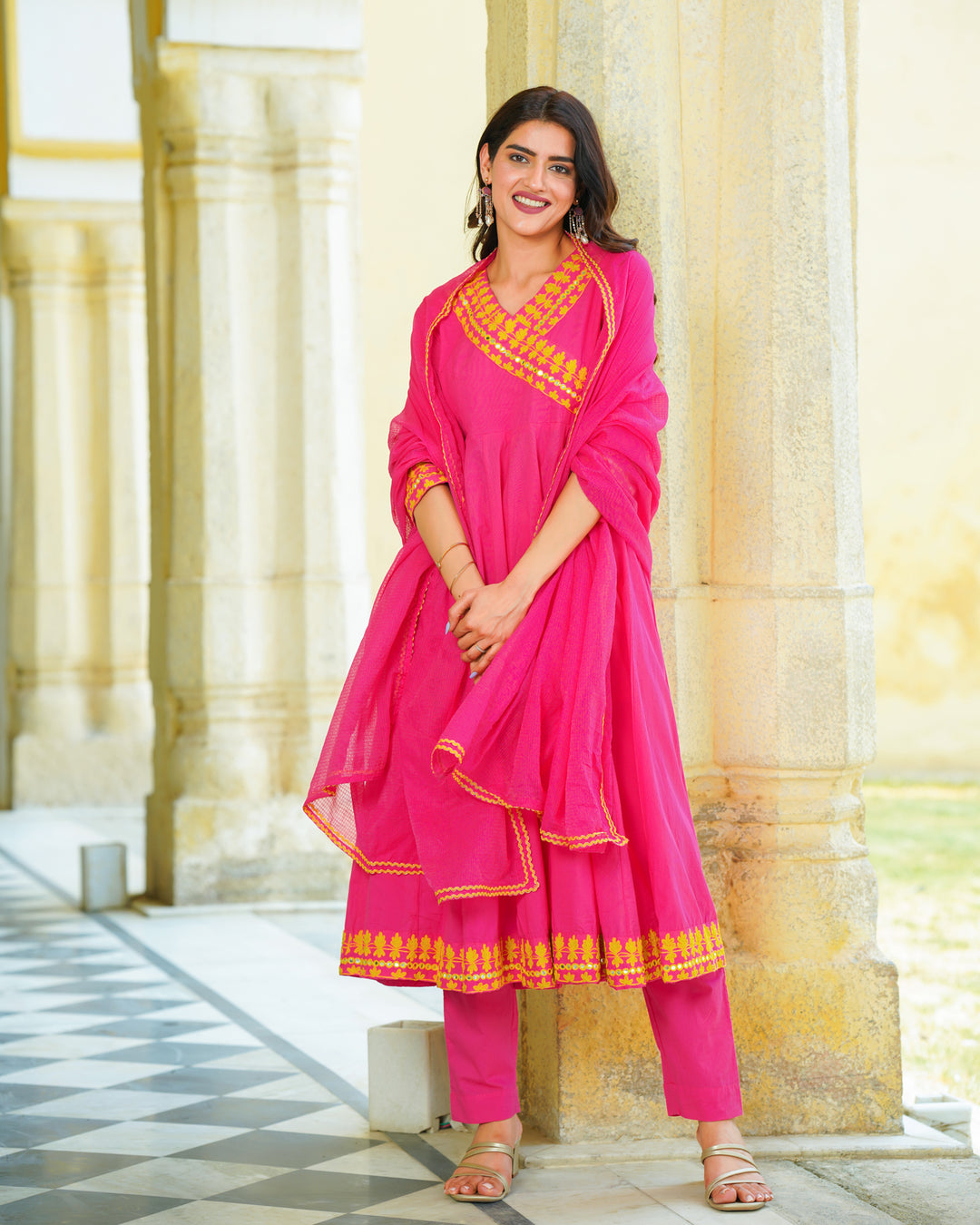 Pink Embroidered Suit Set