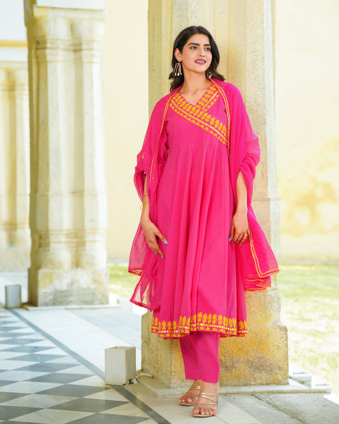 Pink Embroidered Suit Set