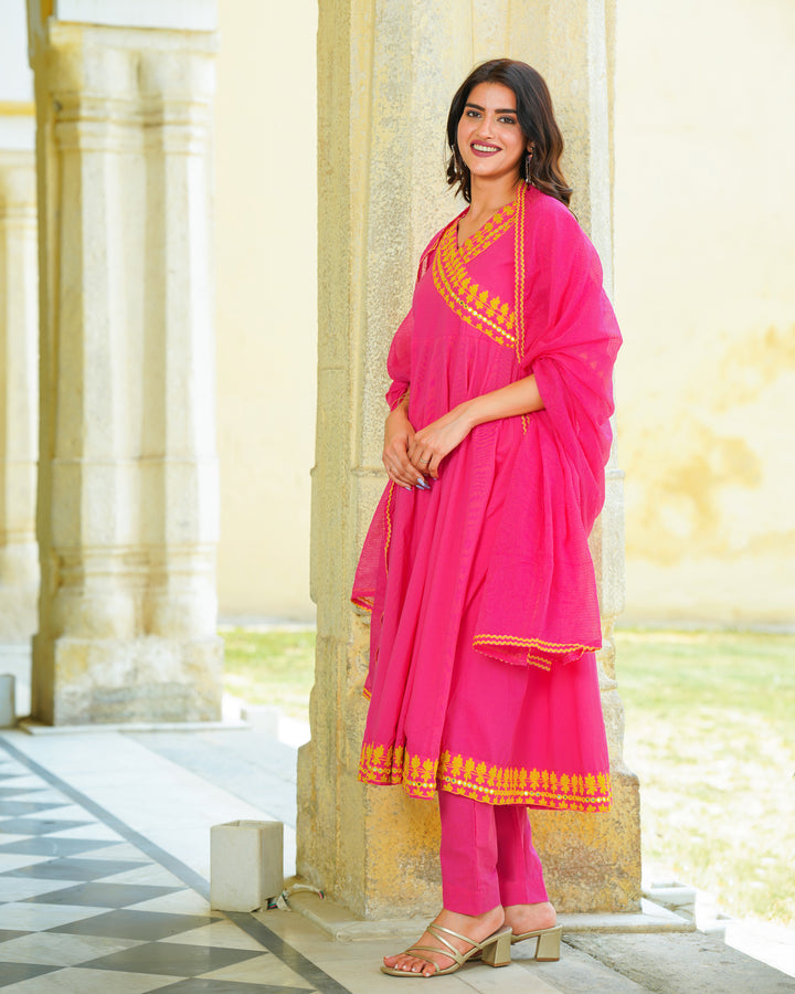 Pink Embroidered Suit Set