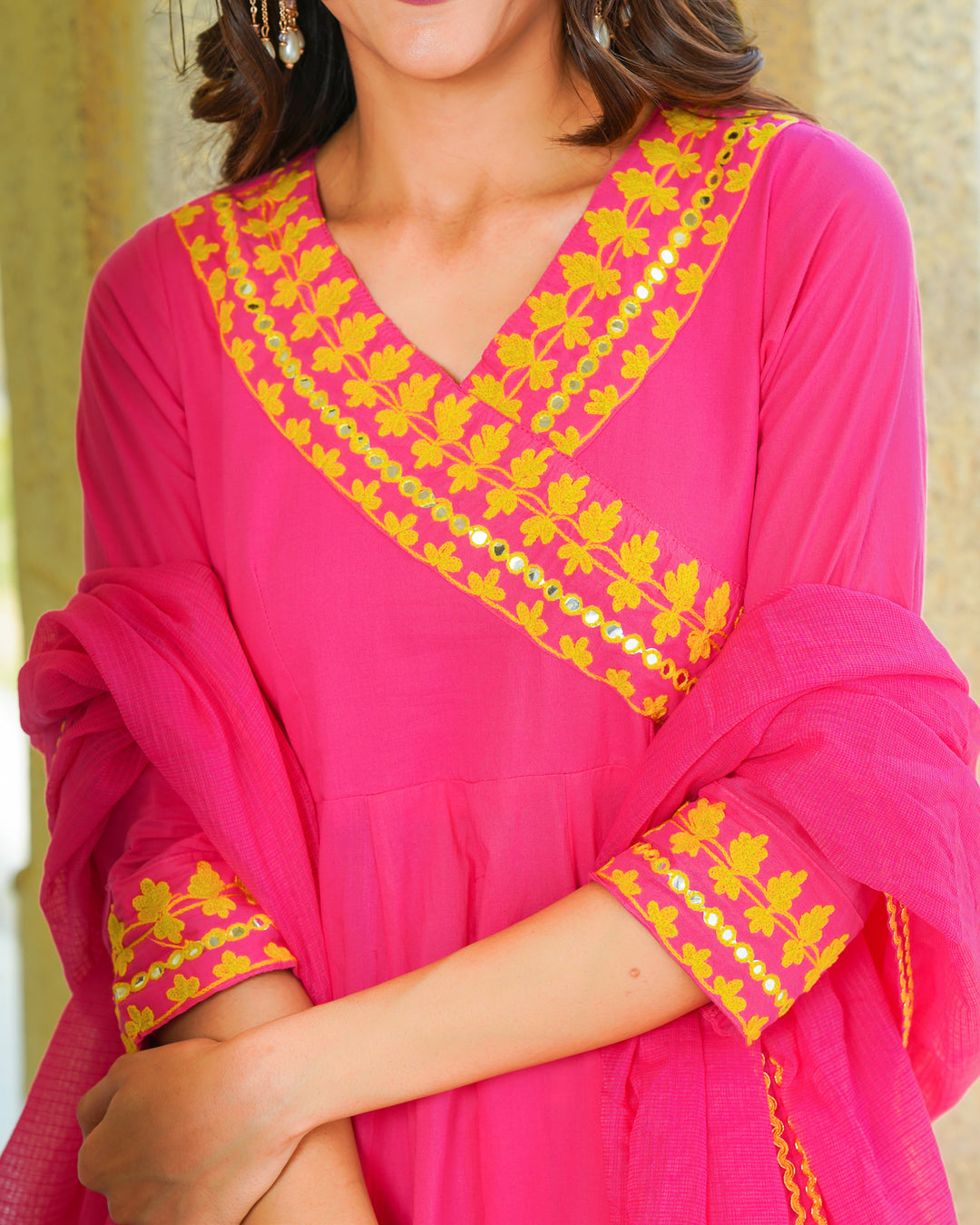 Pink Embroidered Suit Set