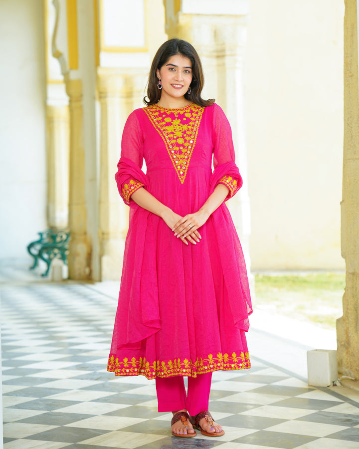 Pink Doria Kalidaar Suit Set