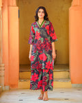 Black Tropical Floral Kurta Set
