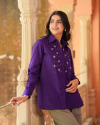 Purple Embroidered Cotton Shirt
