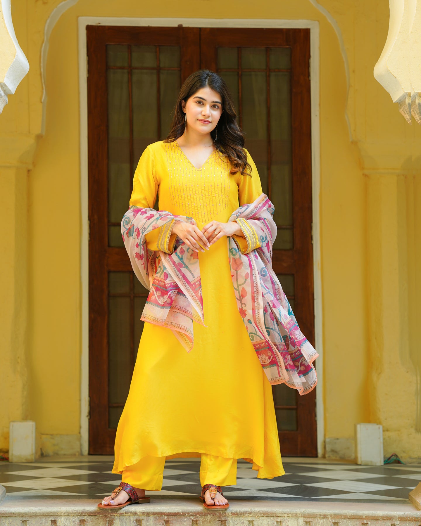 Yellow Kalamkari Suit Set