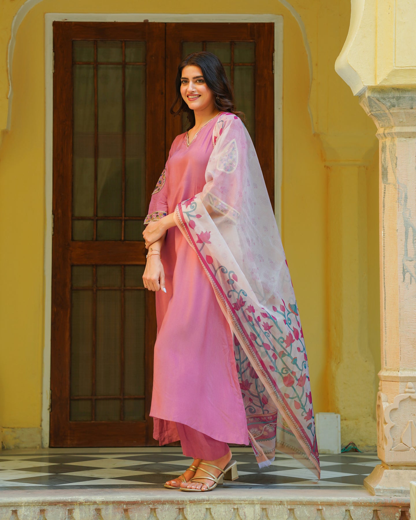 Blush Pink Kalamkari Suit Set