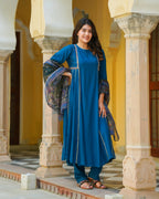 Teal Kalamkari Suit Set
