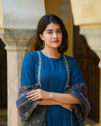 Teal Kalamkari Suit Set