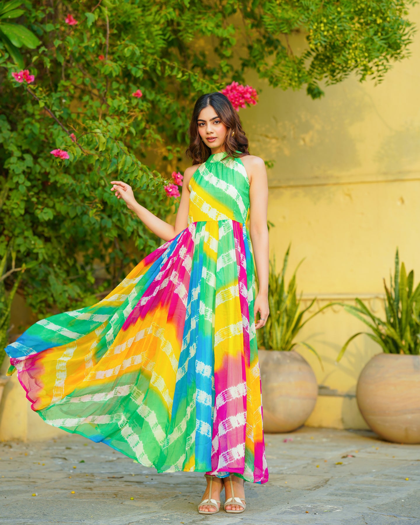 Multicolored Tie Dye Chiffon Maxi – Ambraee