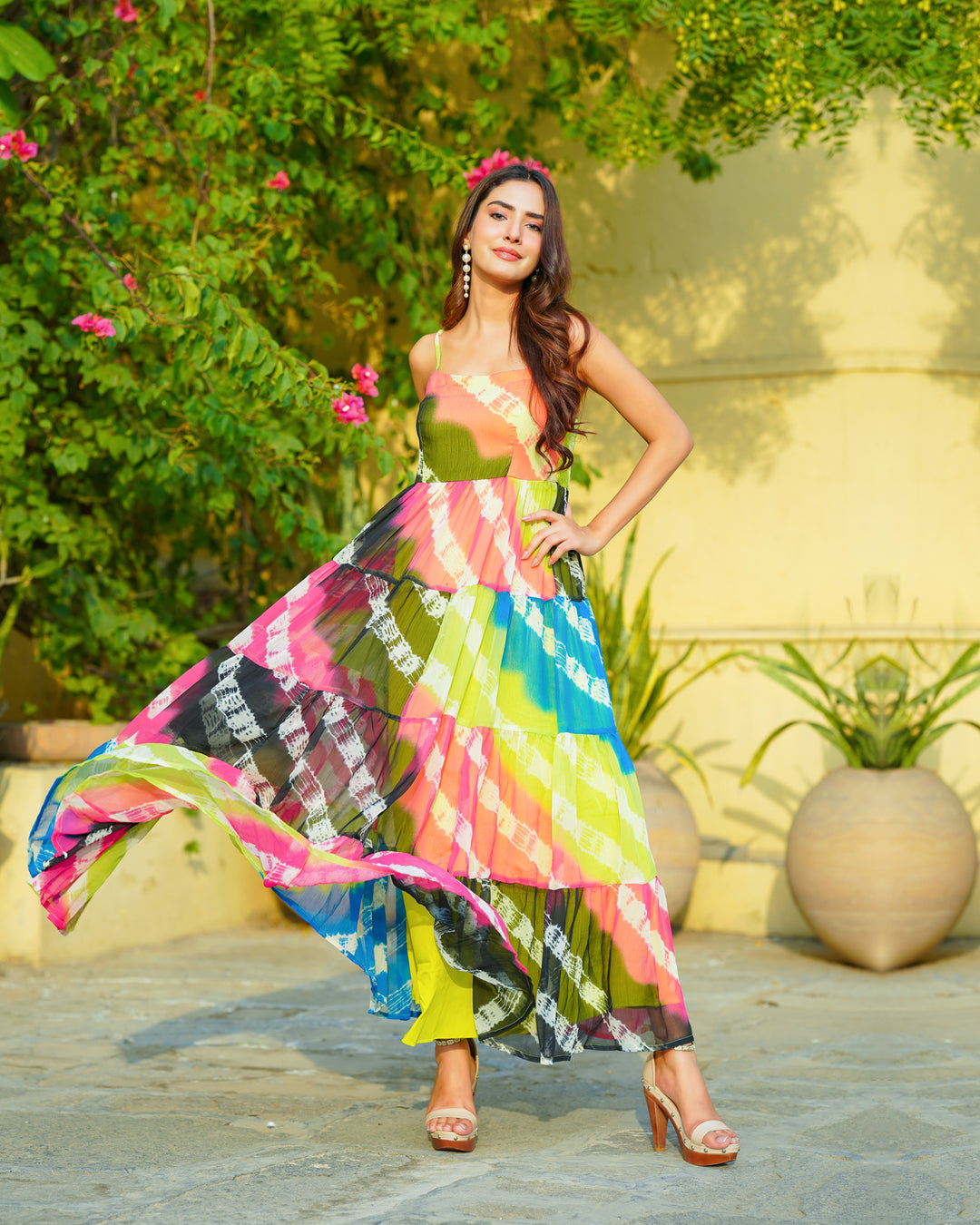 Tie Dye Chiffon Maxi Dress