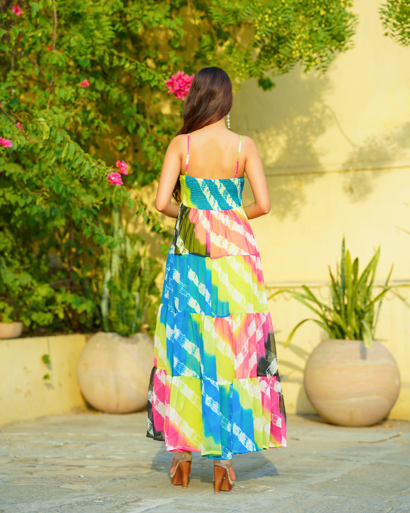 Tie Dye Chiffon Maxi Dress Ambraee Tie Dye Chiffon Maxi Dress Ambraee