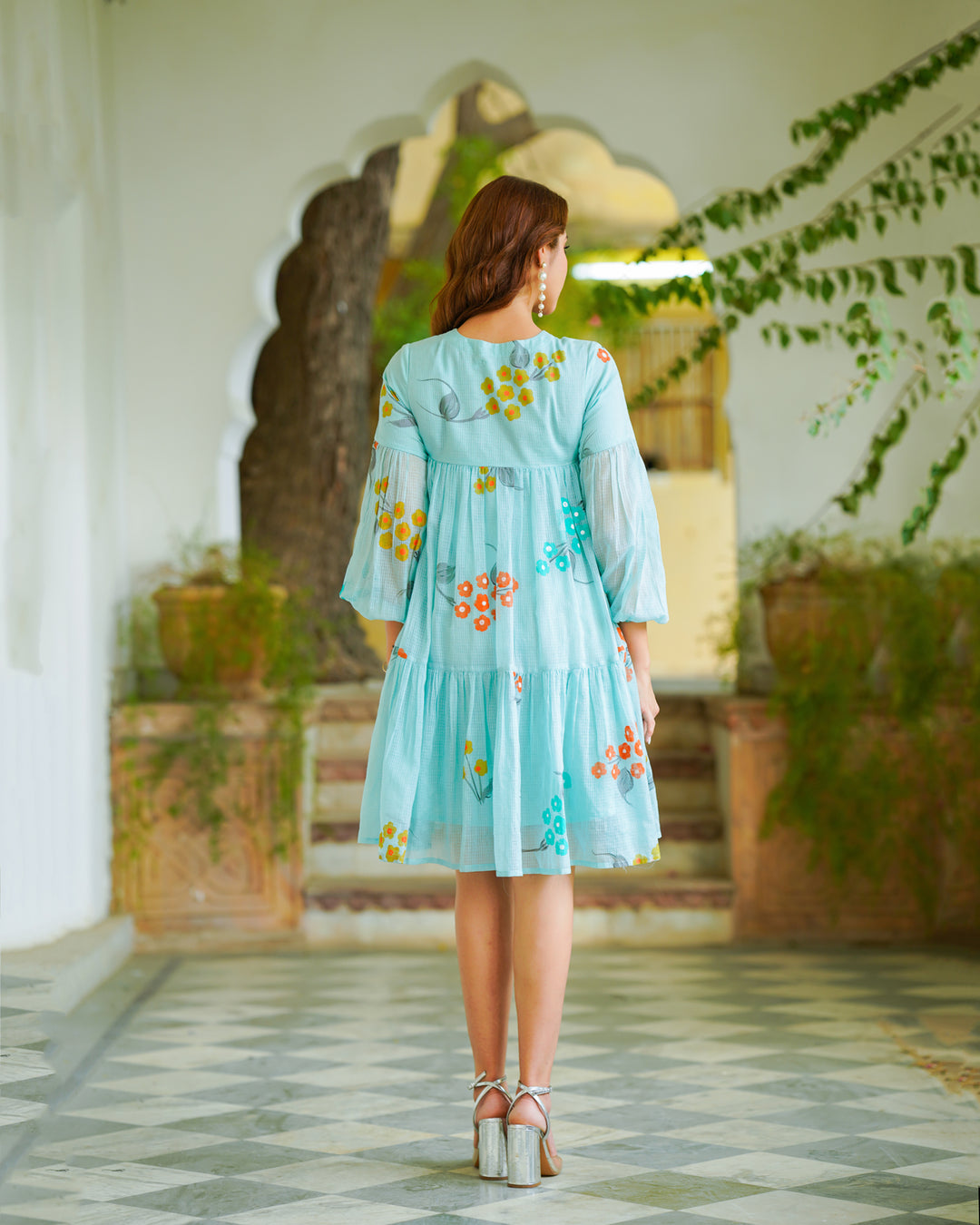 Sky Blue Floral Dress