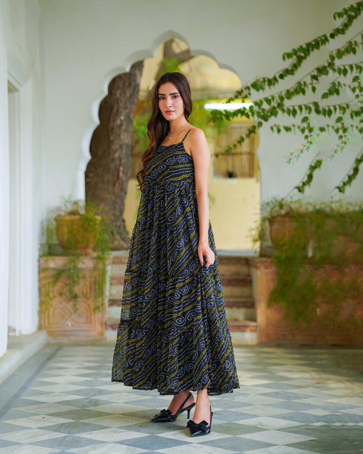 Bandhej Chiffon Maxi Dress