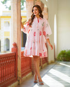 Blush Pink Handpainted Shirt Dress