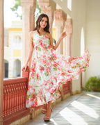 Mint White Loose Floral Dress