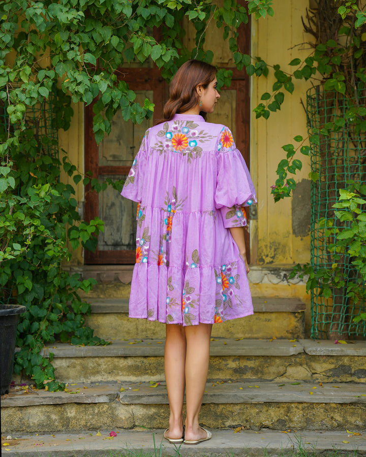 Purple Tiered Floral Dress