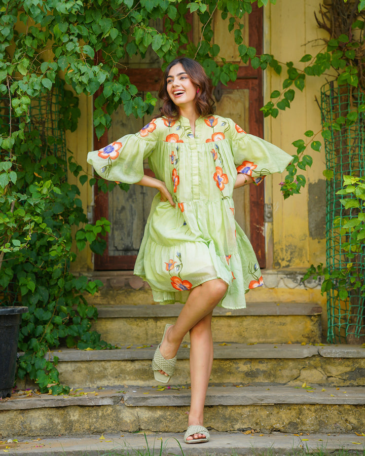 Green Tiered Floral Dress