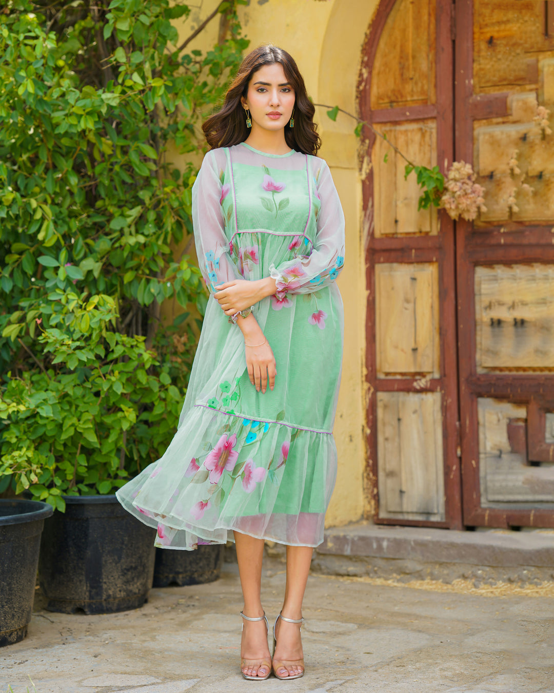 MintGrace Handpainted Organza Dress