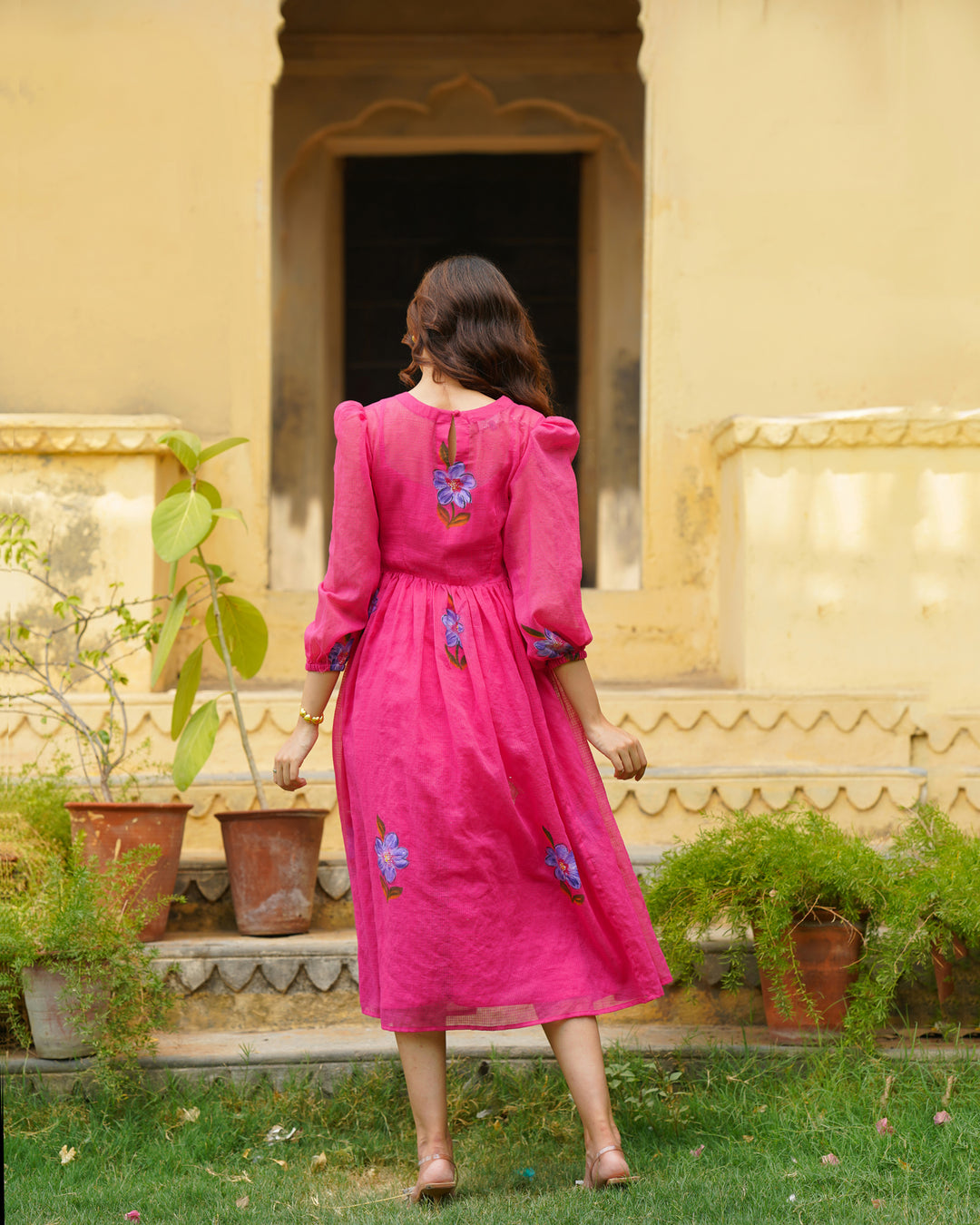 Pink Floral Handpainted Dress