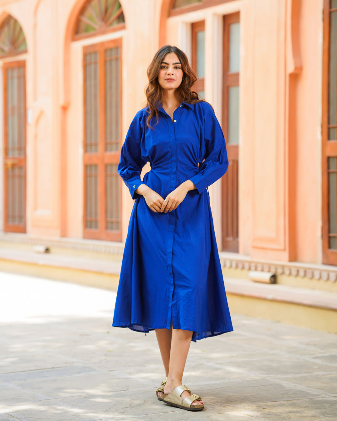 Blue Solid Maxi Dress