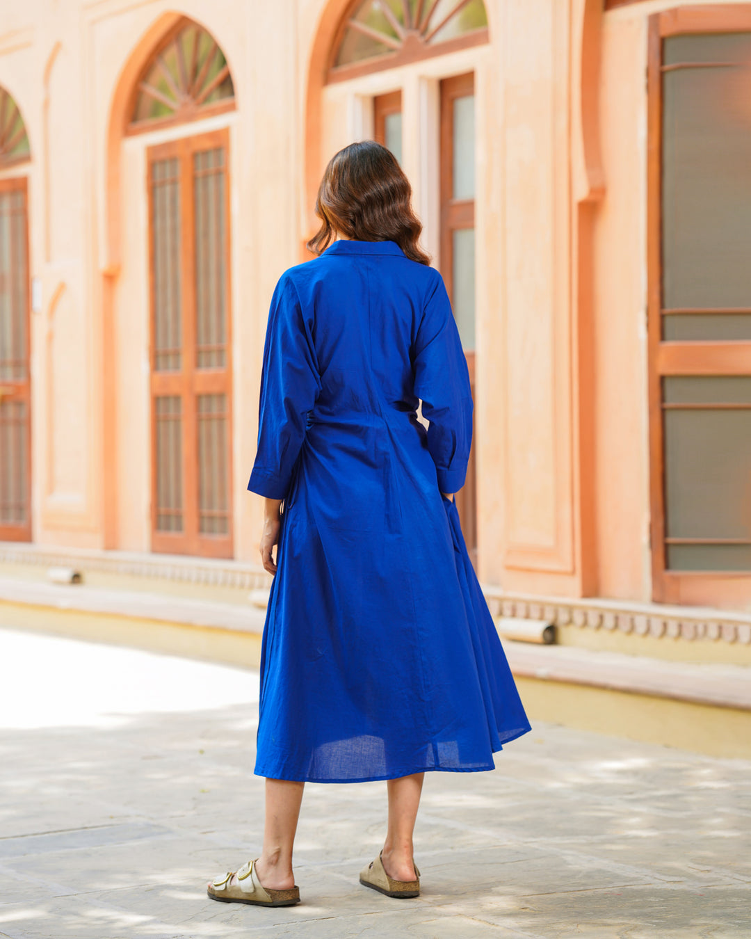 Blue Solid Maxi Dress