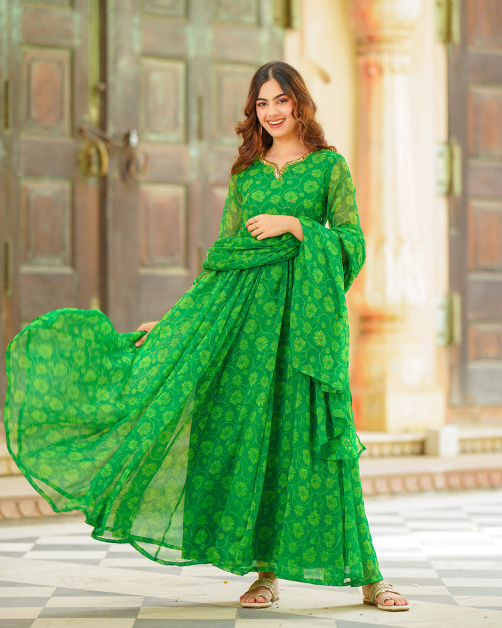 Forest Green Chiffon Suit Set