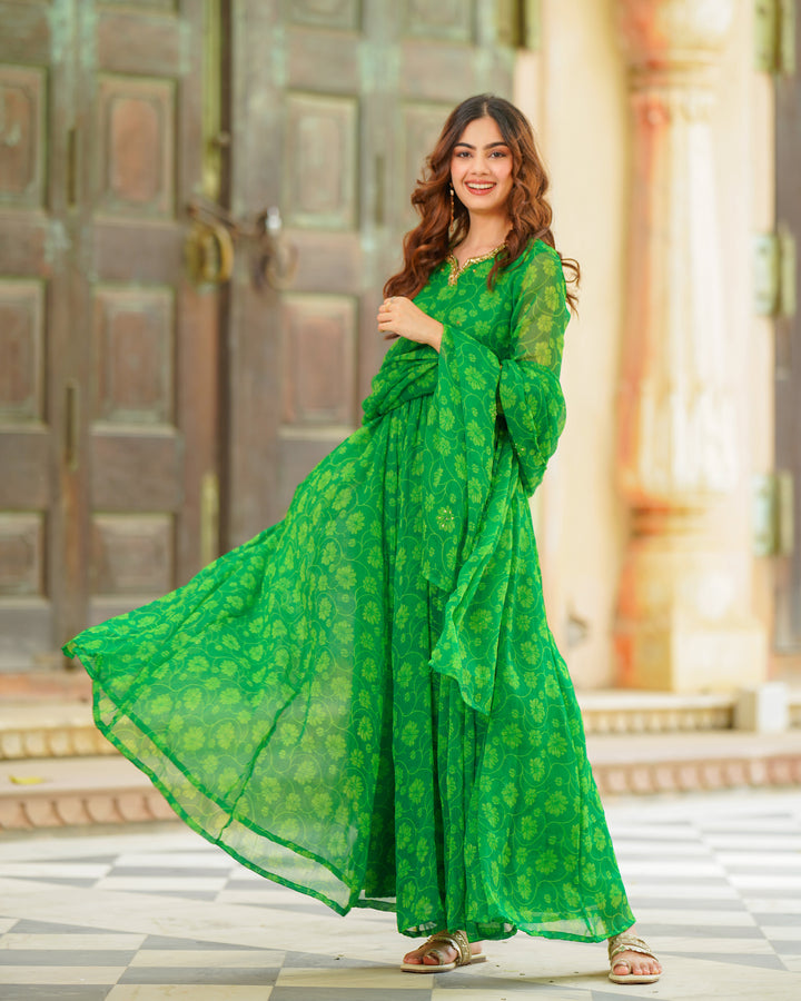 Forest Green Chiffon Suit Set