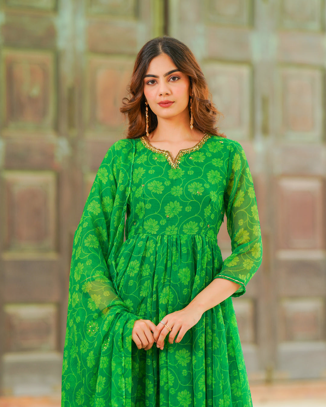 Forest Green Chiffon Suit Set