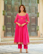 Rose Pink Anarkali Suit Set